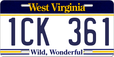 WV license plate 1CK361