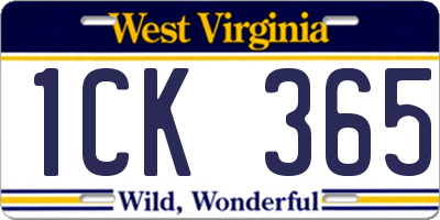 WV license plate 1CK365
