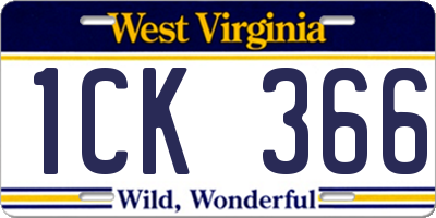 WV license plate 1CK366