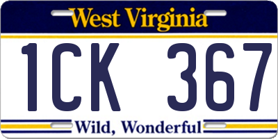 WV license plate 1CK367