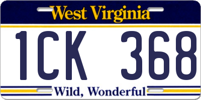 WV license plate 1CK368
