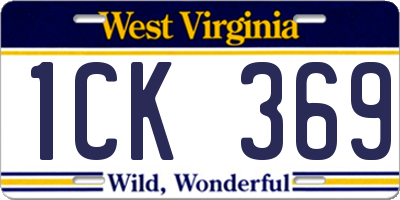WV license plate 1CK369