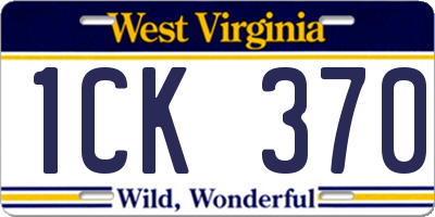 WV license plate 1CK370