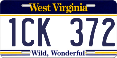 WV license plate 1CK372