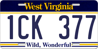 WV license plate 1CK377
