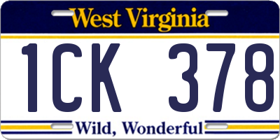 WV license plate 1CK378