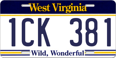 WV license plate 1CK381