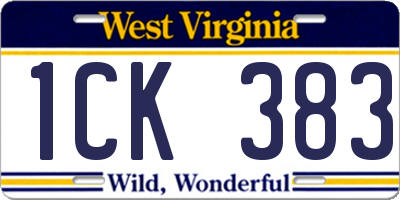 WV license plate 1CK383