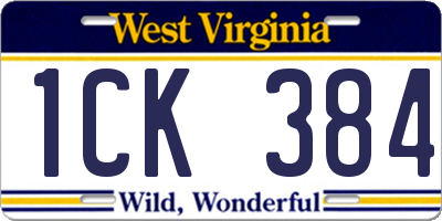 WV license plate 1CK384
