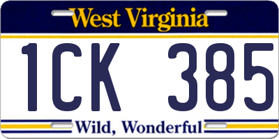 WV license plate 1CK385