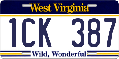 WV license plate 1CK387