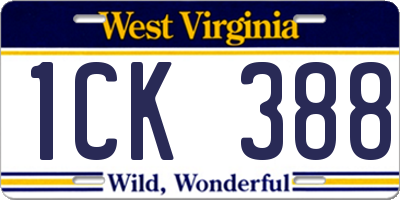 WV license plate 1CK388