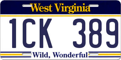 WV license plate 1CK389