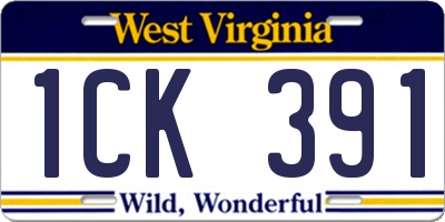 WV license plate 1CK391