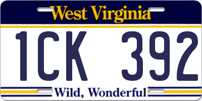 WV license plate 1CK392