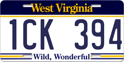WV license plate 1CK394