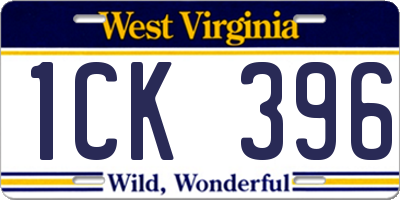 WV license plate 1CK396