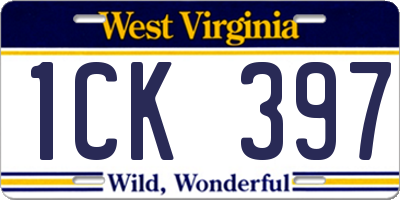 WV license plate 1CK397