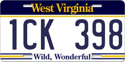 WV license plate 1CK398