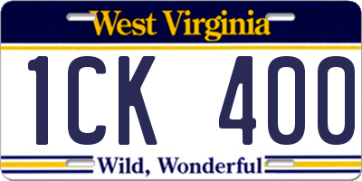 WV license plate 1CK400