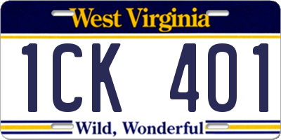 WV license plate 1CK401