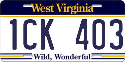 WV license plate 1CK403