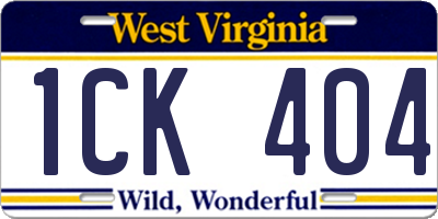 WV license plate 1CK404