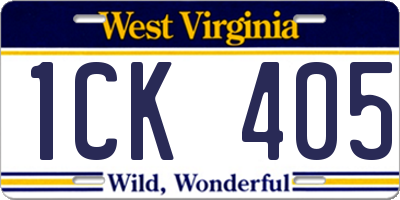 WV license plate 1CK405
