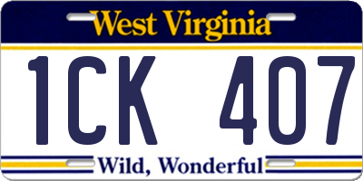 WV license plate 1CK407