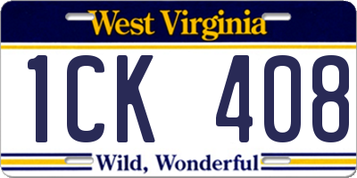 WV license plate 1CK408