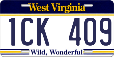 WV license plate 1CK409
