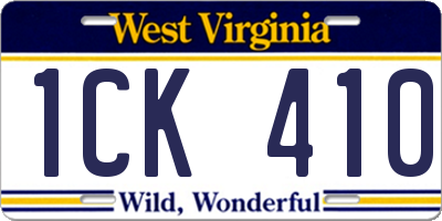 WV license plate 1CK410