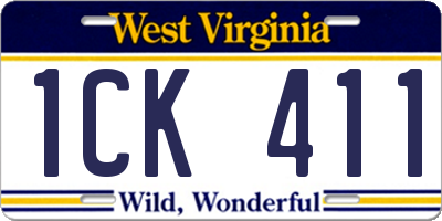 WV license plate 1CK411