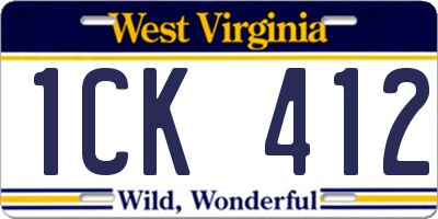 WV license plate 1CK412