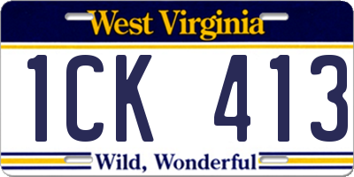WV license plate 1CK413