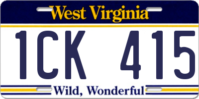 WV license plate 1CK415