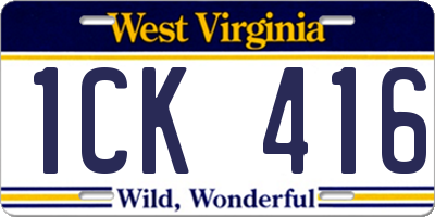 WV license plate 1CK416