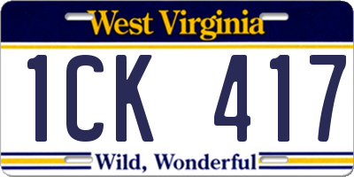 WV license plate 1CK417
