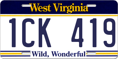 WV license plate 1CK419