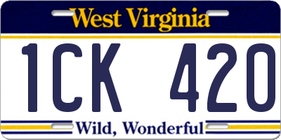 WV license plate 1CK420