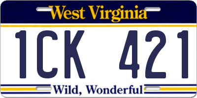 WV license plate 1CK421