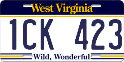 WV license plate 1CK423