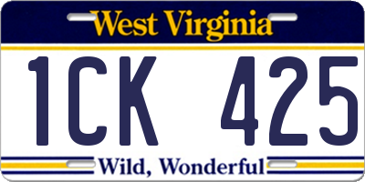 WV license plate 1CK425