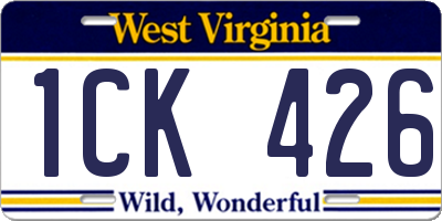 WV license plate 1CK426