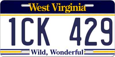 WV license plate 1CK429