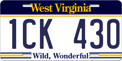 WV license plate 1CK430