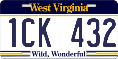 WV license plate 1CK432