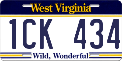 WV license plate 1CK434