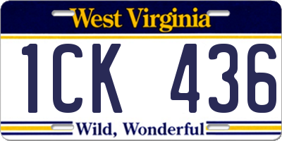 WV license plate 1CK436