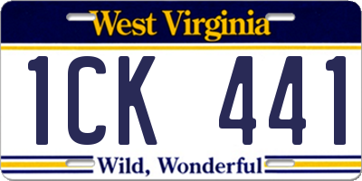 WV license plate 1CK441